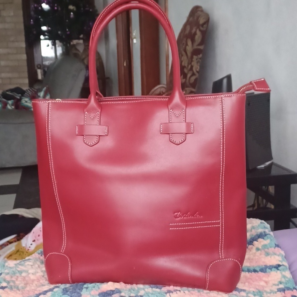 Red Bostanten Purse 13” Tall x 11" x 4", Excellent Condition